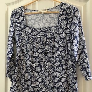 Jones New York Blue and White Floral Top